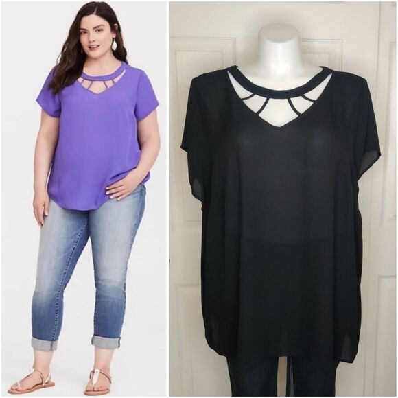 Torrid Georgette Cage Front Top sz 4 - Picture 1 of 11